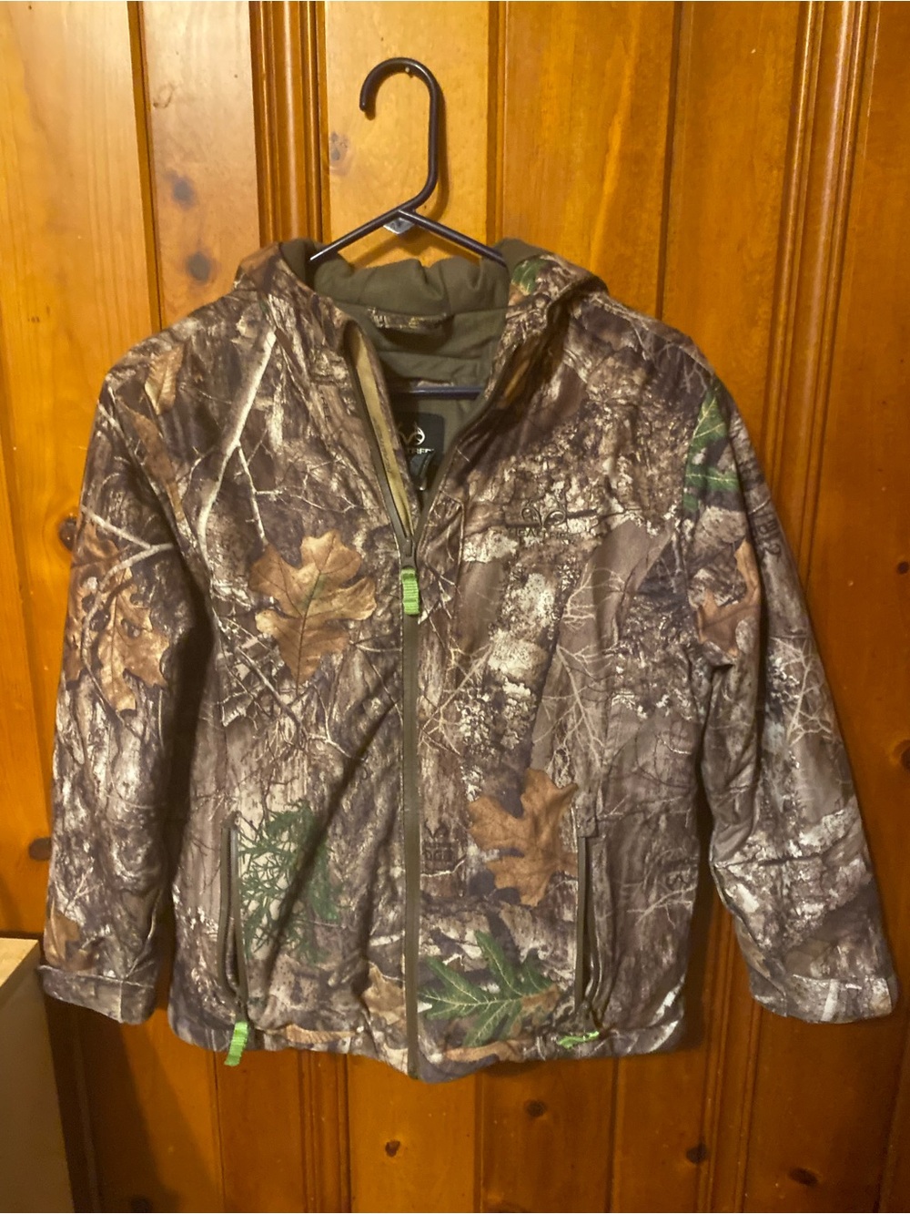 Realtree Edge Camo Full-Zip Hooded Hunting Jacket Youth Large L EUC